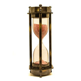 Nautical Antique Brass Hexagonal Sand Timer Old Clock Hourglass with Double Side Compass